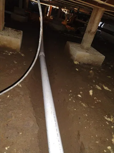 Drainage pipe installed in crawl space