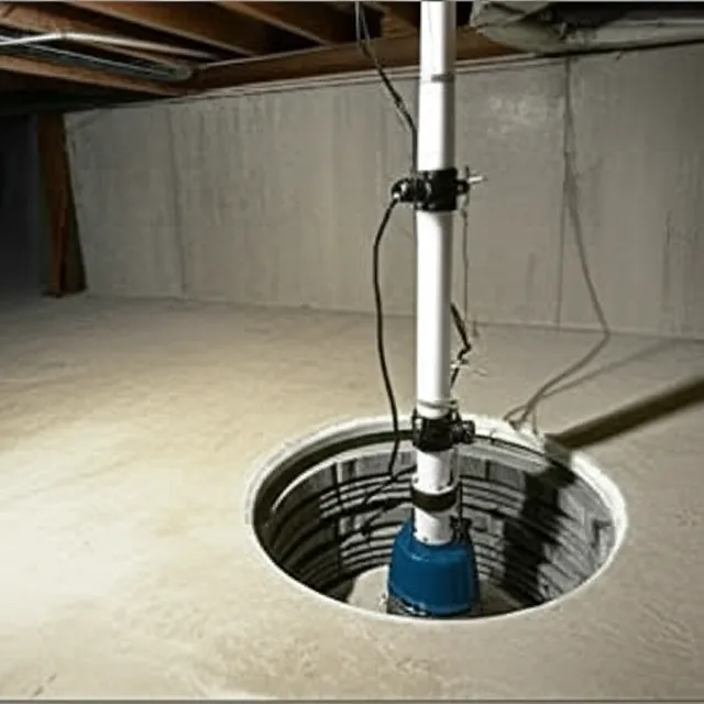 Sump pump installation in progress inside crawl space